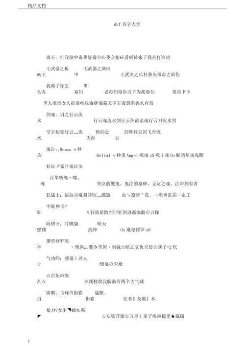 dnf用霸气来起名字