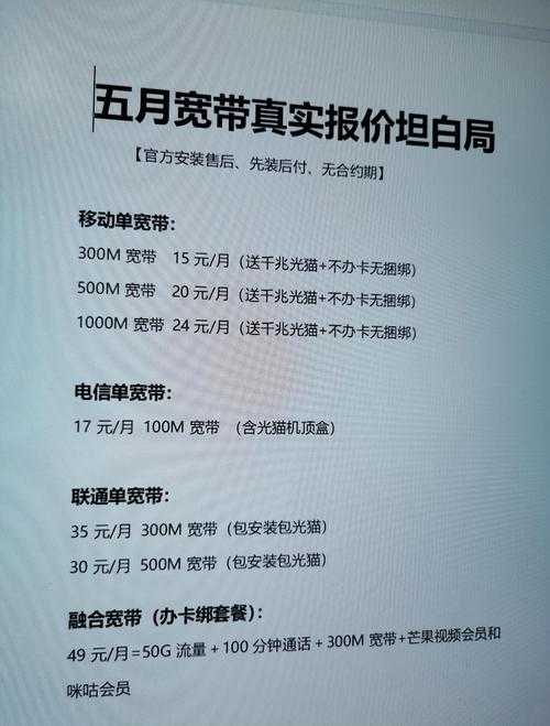 2024年万兆宽带一年费用查询及价格对比